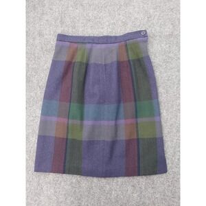 Vtg Mary Flaherty Skirt Womens 10 Purple Plaid 100% Lambswool Lined Made Ireland
